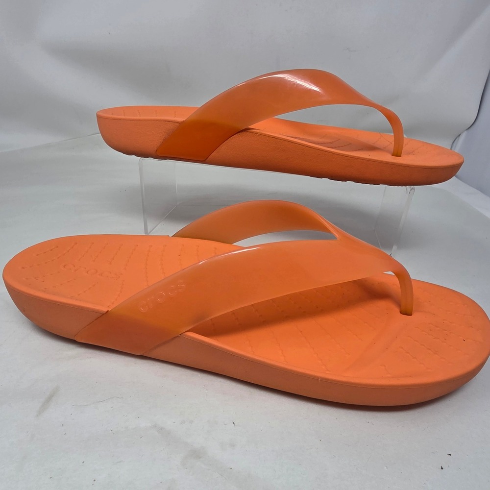 Crocs Really Sexi Flip Flops Womens Size 9 Orange Sandals Thong Translucent TPU